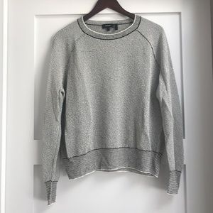 Theory: Crimped Knit Pullover Ivory/black - Medium